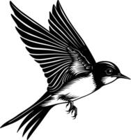 AI generated Silhouette swallow bird flaying black color only full body vector