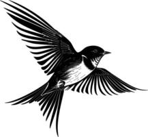 AI generated Silhouette swallow bird flaying black color only full body vector