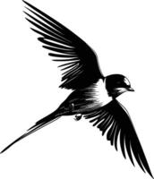 AI generated Silhouette swallow bird flaying black color only full body vector