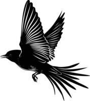 AI generated Silhouette swallow bird flaying black color only full body vector