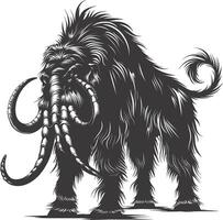 AI generated silhouette mammoth the ancient mythical prehistoric creatures black color only vector