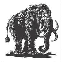 AI generated silhouette mammoth the ancient mythical prehistoric creatures black color only vector