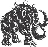 AI generated silhouette mammoth the ancient mythical prehistoric creatures black color only vector