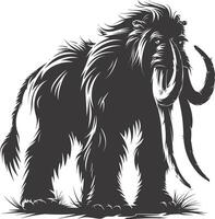 AI generated silhouette mammoth the ancient mythical prehistoric creatures black color only vector