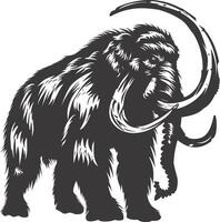 AI generated silhouette mammoth the ancient mythical prehistoric creatures black color only vector