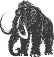 AI generated silhouette mammoth the ancient mythical prehistoric creatures black color only vector