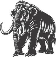 AI generated silhouette mammoth the ancient mythical prehistoric creatures black color only vector