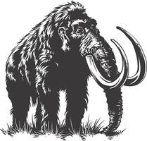 AI generated silhouette mammoth the ancient mythical prehistoric creatures black color only vector