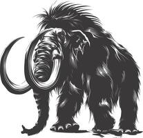 AI generated silhouette mammoth the ancient mythical prehistoric creatures black color only vector