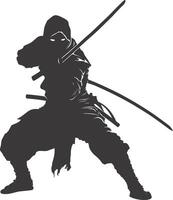 AI generated silhouette ninja assassin black color only full body vector