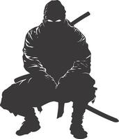 AI generated silhouette ninja assassin black color only full body vector