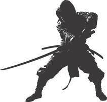 AI generated silhouette ninja assassin black color only full body vector