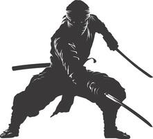 AI generated silhouette ninja assassin black color only full body vector