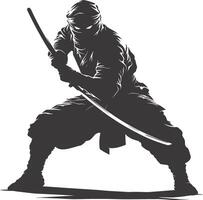 AI generated silhouette ninja assassin black color only full body vector