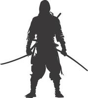 AI generated silhouette ninja assassin black color only full body vector