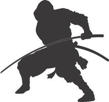 AI generated silhouette ninja assassin black color only full body vector