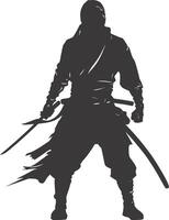 AI generated silhouette ninja assassin black color only full body vector