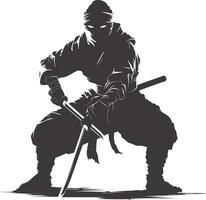 AI generated silhouette ninja assassin black color only full body vector