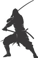 AI generated silhouette ninja assassin black color only full body vector