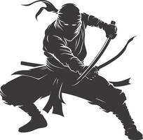 AI generated silhouette ninja assassin black color only full body vector