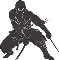 AI generated silhouette ninja assassin black color only full body vector