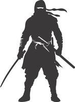 AI generated silhouette ninja assassin black color only full body vector