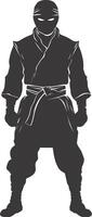 AI generated silhouette ninja warrior black color only full body vector