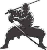 AI generated silhouette ninja black color only full body vector