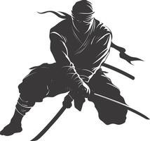 AI generated silhouette ninja black color only full body vector