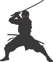 AI generated silhouette ninja black color only full body vector