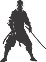 AI generated silhouette ninja black color only full body vector