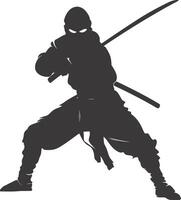 AI generated silhouette ninja black color only full body vector