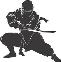 AI generated silhouette ninja black color only full body vector