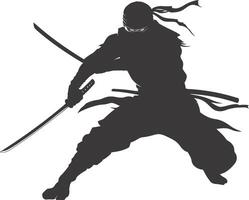 AI generated silhouette ninja black color only full body vector