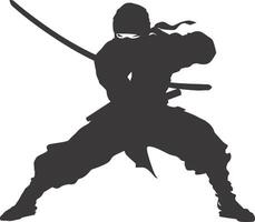 AI generated silhouette ninja black color only full body vector