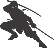 AI generated silhouette ninja black color only full body vector