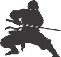 AI generated silhouette ninja black color only full body vector