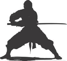 AI generated silhouette ninja black color only full body vector