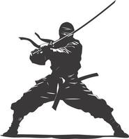 AI generated silhouette ninja black color only full body vector