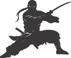 ai generado silueta ninja negro color solamente lleno cuerpo vector