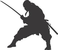 AI generated silhouette ninja black color only full body vector