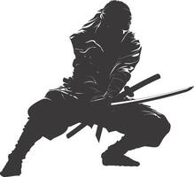 AI generated silhouette ninja black color only full body vector