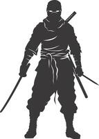 AI generated silhouette ninja black color only full body vector