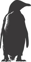 AI generated silhouette penguin black color only full body vector