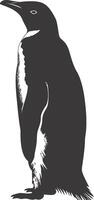 AI generated silhouette penguin black color only full body vector