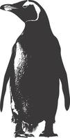 AI generated silhouette penguin black color only full body vector