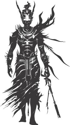 AI generated silhouette pharaoh the egypt mythical creature black color only
