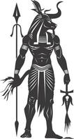 AI generated silhouette pharaoh the egypt mythical creature black color only vector