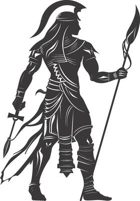 AI generated silhouette pharaoh the egypt mythical creature black color only