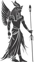 AI generated silhouette pharaoh the egypt mythical creature black color only vector